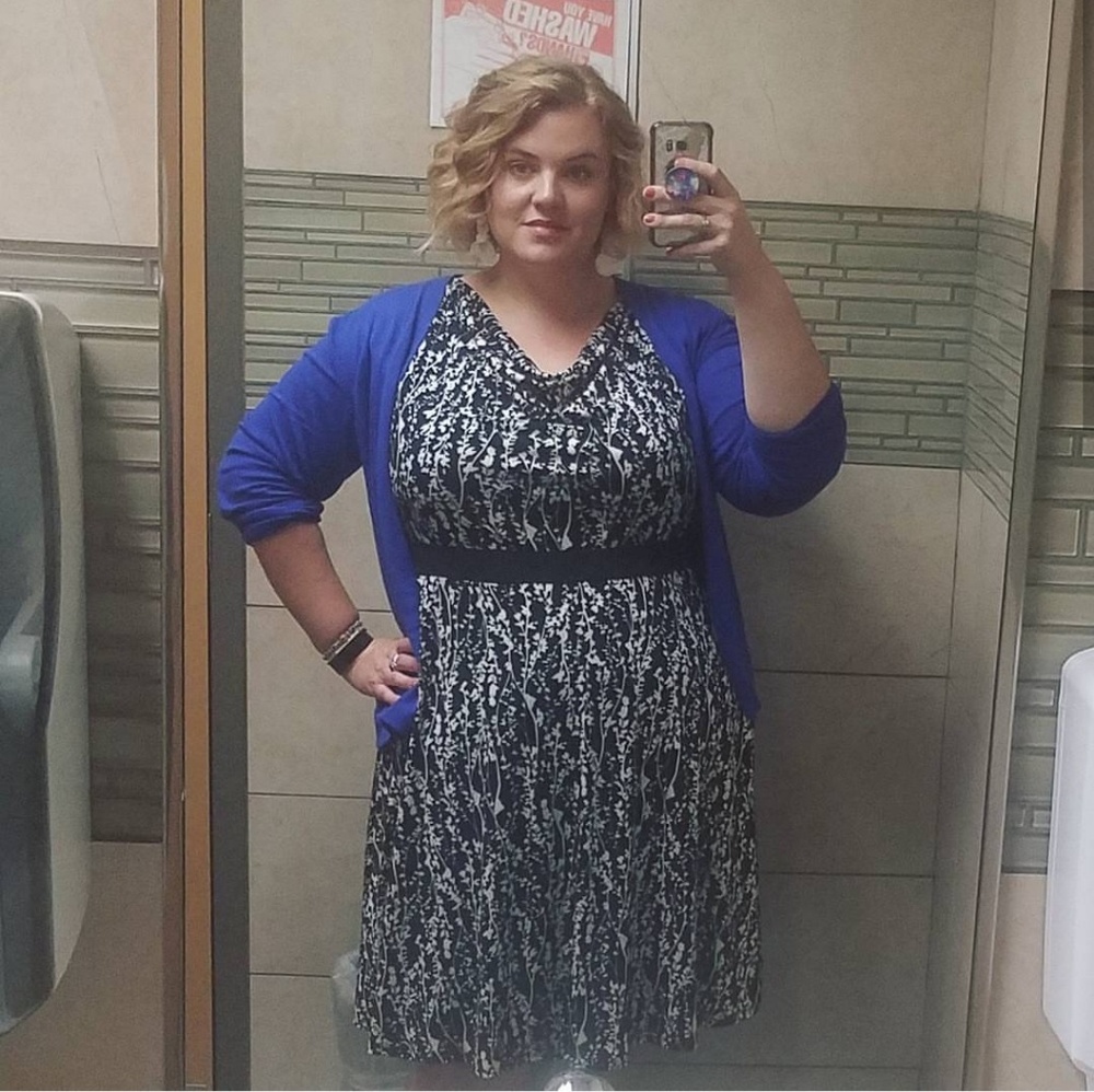Scoop Neck Black and White Dress